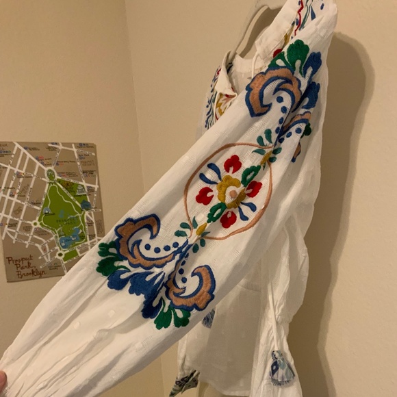 NWT Anthropologie Forever That Girl Embroidered Peplum Blouse - Picture 10 of 16